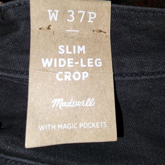 Madewell NWT Petite Slim Wide-Leg Crop Jeans in Lunar Wash Size 37P - Picture 4 of 11